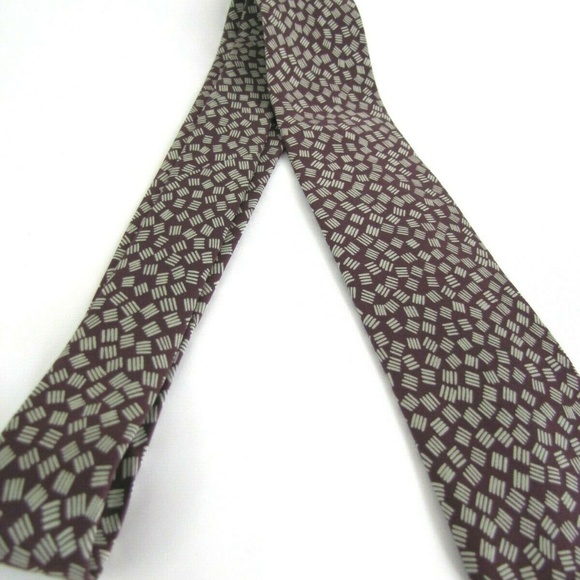 CHARVET  PLACE Tie Burgundy Wine Red Dashes - Picture 3 of 7
